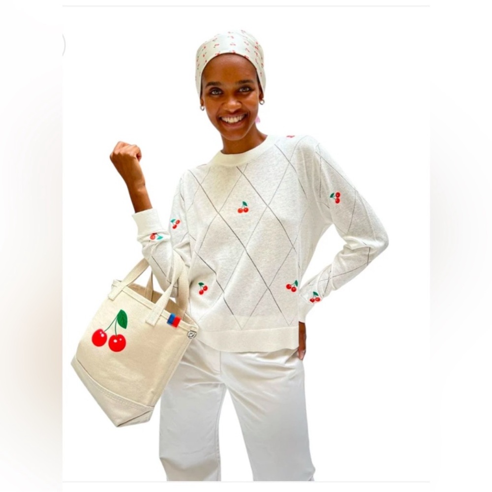 KULE White Sweater with Cherry Design